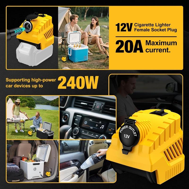 Для Dewalt 20V в 12V Понижающий Преобразователь Питания Адаптер Аккумулятора Колесо, DC 12V 20A 240W, Подходит для Большинства 12-вольтовых Автомобильных Устройств