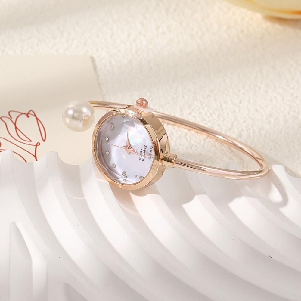 Elegant Pearl Bracelet Watch Fashion Rhinestone Dial Watch Quartz Wristwatch  Evening Party
