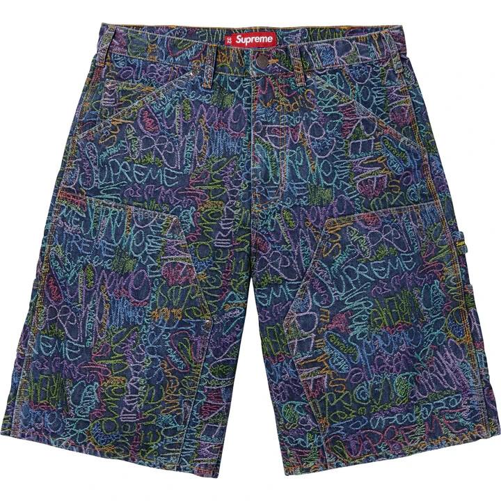 Supreme Handwriting Double Knee Denim Short Indigo