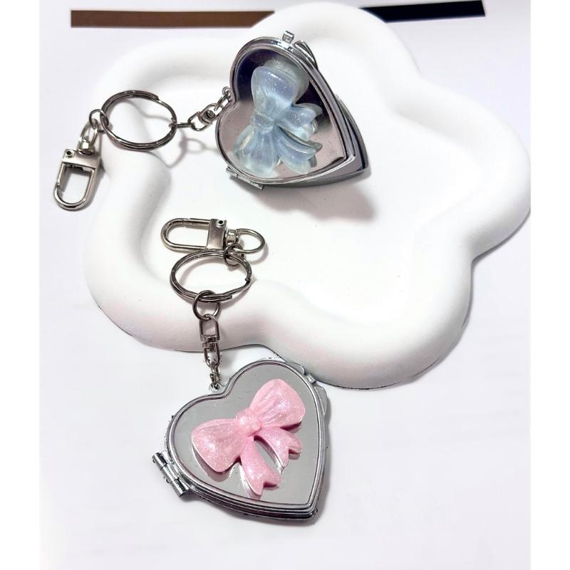 Stylish Love Heart Pendant Bowknot Keychain Accessory Stylish Key Holder for Women Sturdy Alloy Car Key Pendant