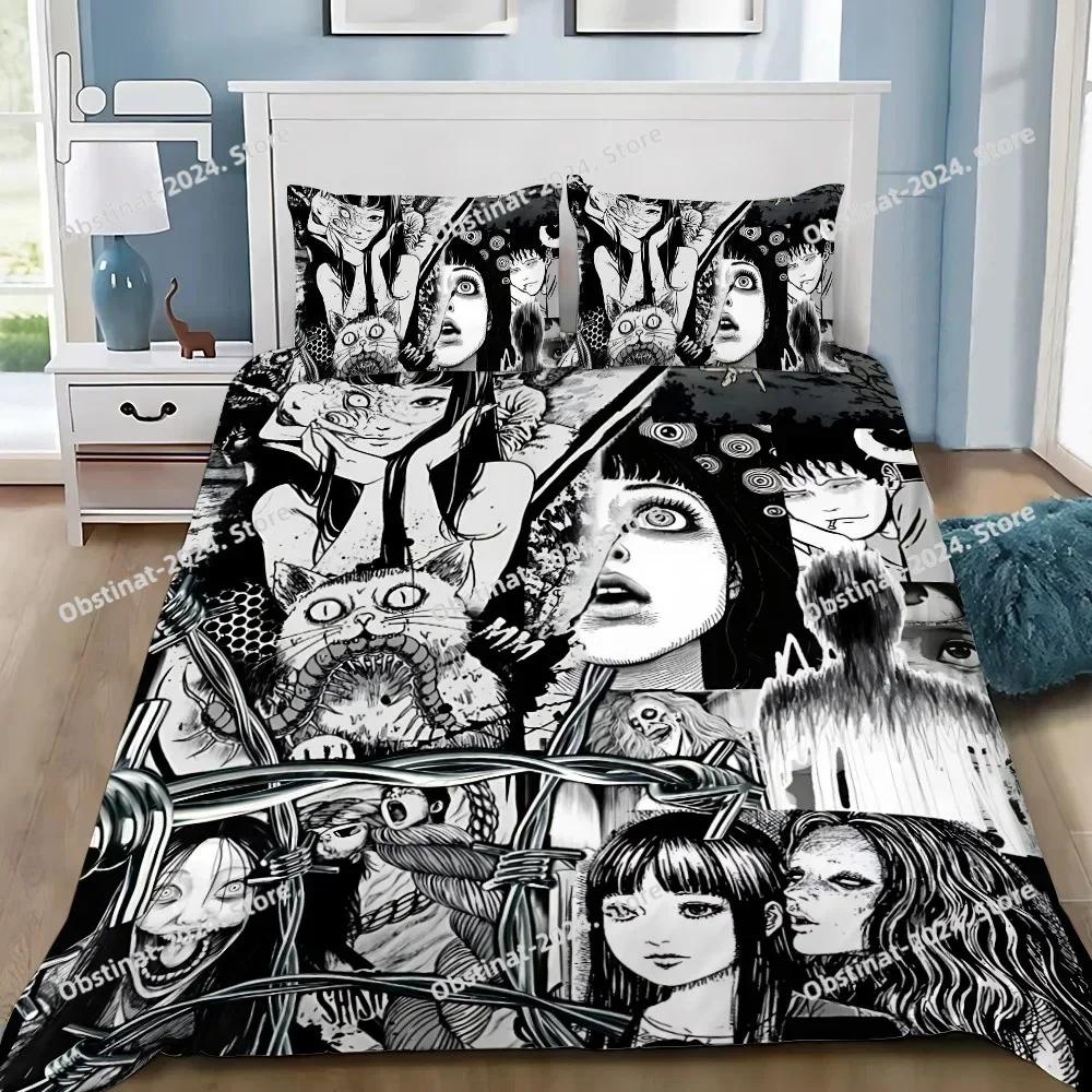 Thriller Manga Duvet Pillowcase Bedding Set Boy J-Junji Ito Tomie Girl Bedroom Decoration Children Gift Single Double Large Size