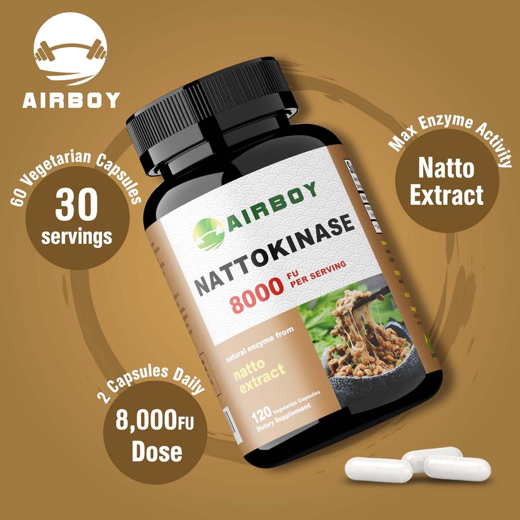 Airboy Добавка Наттокиназа - 8000 ФЕ Капсулы - Здоровье Сердца