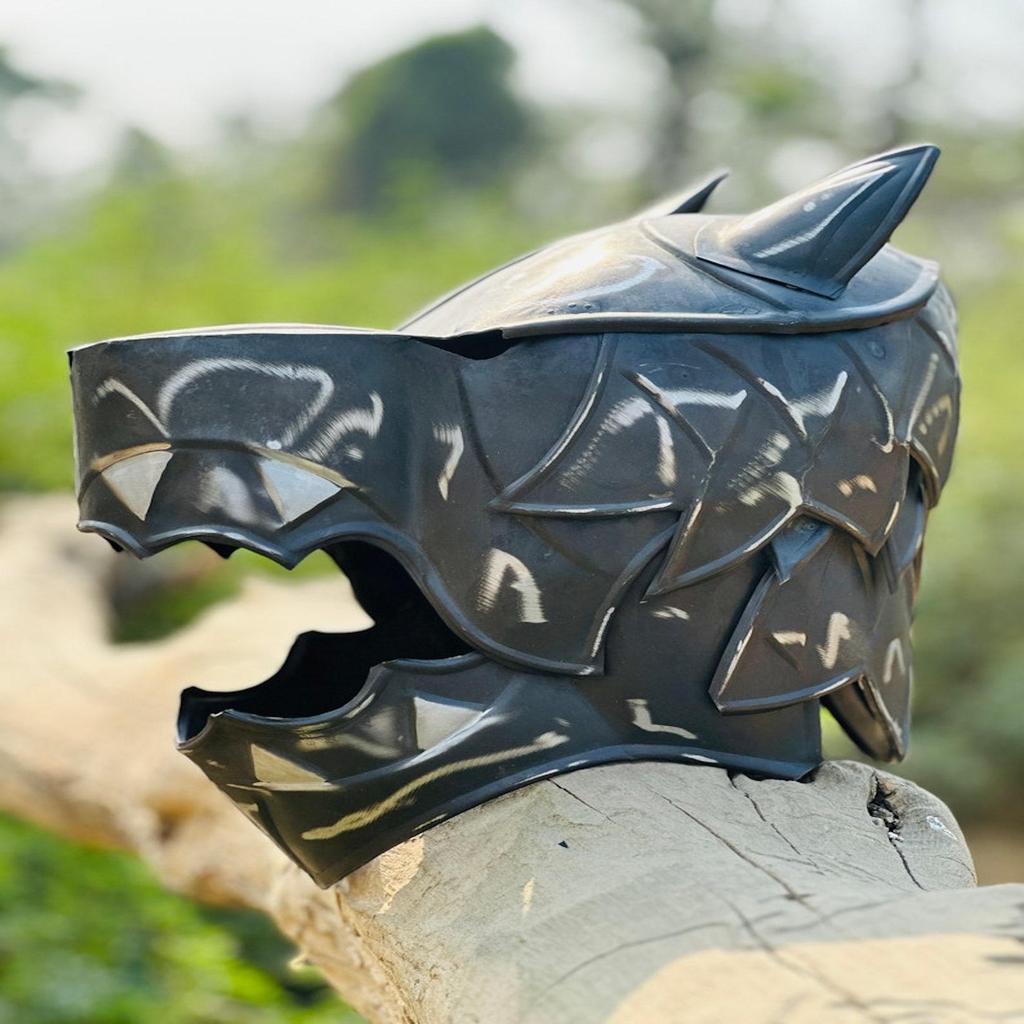 Wolf Head Helmet | Medieval Helmet for Costumes and Roleplay | Home Décor