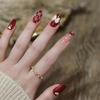 24Pcs Wearable Coffin Fake Nail Tips Red Short Ballerina False Nails Press On Nails Art Manicure Decor