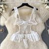 Porno Sheer Lace Nightwear Playsuits Women Sheath Hollow Out Lingerie Ruffles Jumpsuits Female Short Transparent Sexy Bodysuits 2024