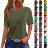 Women's Loose Casual Short Sleeve Round Neck T-Shirt Solid Color Pullover Top