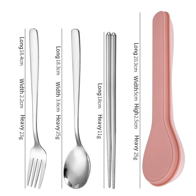 Набор из четырех столовых приборов с коробкой из нержавеющей стали корейские столовые приборы ложка вилка палочки для еды ложка в форме коробки столовые приборы для путешествий