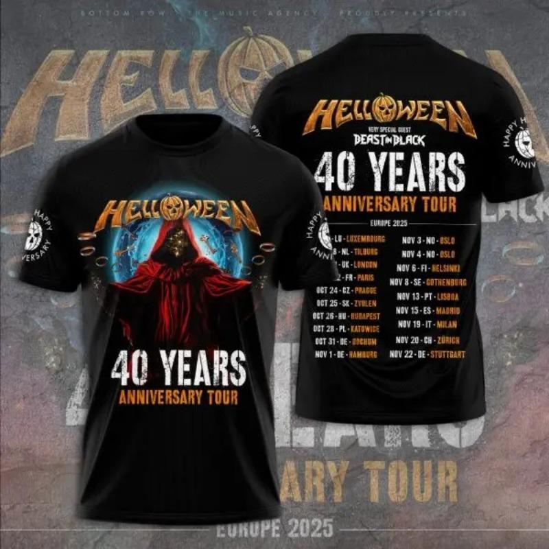 Rock Band Halloween 40th Anniversary Tour 3d Print T shirt Top Womens Sports Large size Tops Tees Skull T shirt For Men Clothing