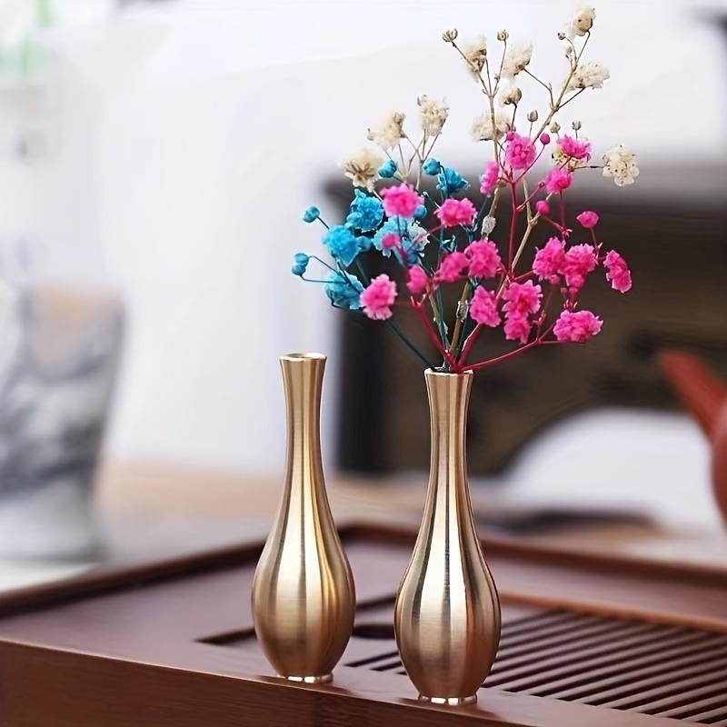 1PC Mini Vintage Vase Ornament Home Decoration Retro Brass Flower Bottle Figurines Decorative Crafts