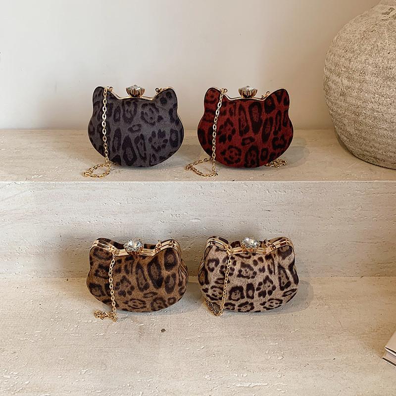 Chic Leopard Print Cat Head Small Shoulder Bag For Women In Trendy Urban Style