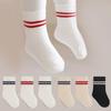 Весенние детские носки средней длины, спортивные, мягкие, дышащие, для мальчиков и девочек, полосатые носки средней длины