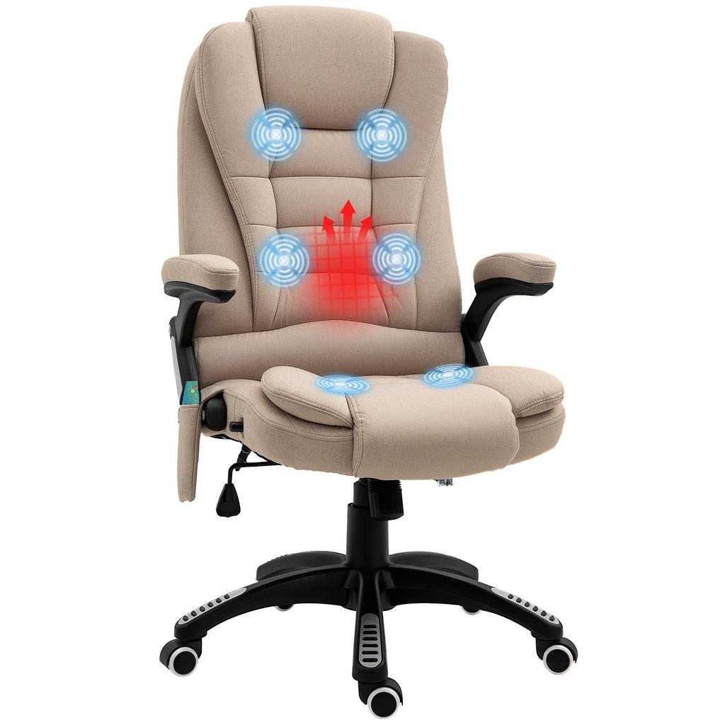 Massage Chair with Heat Function, Ergonomic Desk Chair, Height-Adjustable, 68L x 72W x 110-120 cm, Brown