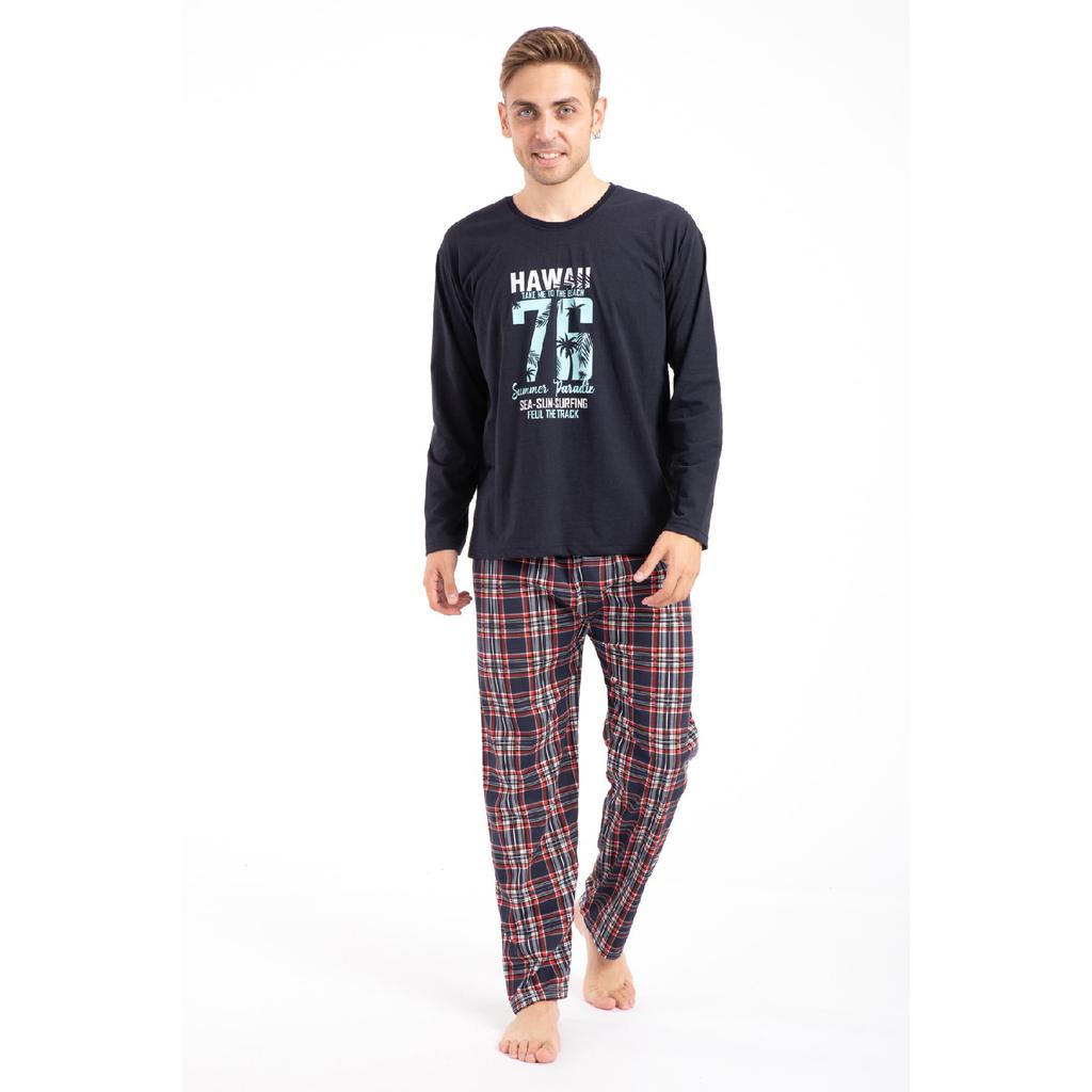 Мужской пижамный комплект с принтом и длинными рукавами 2170