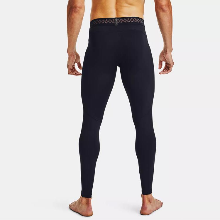 Under Armour Rush Series Letter Logo Compression Training Fitness Sports Long Pants Men Bottoms Black 1356625-001