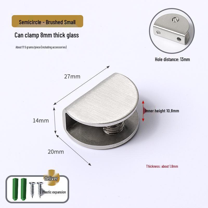 Полукруглый квадратный зажим для стекла из нержавеющей стали, кронштейн для полки