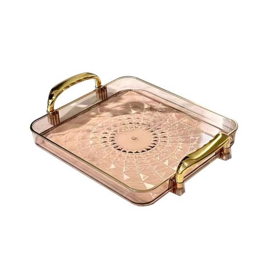 Прозрачный поднос для подачи с ручками, многоцелевой поднос для фруктов, закусок, десертов для домашних вечеринок, штабелируемый, декоративный, для хранения, кухонный органайзер