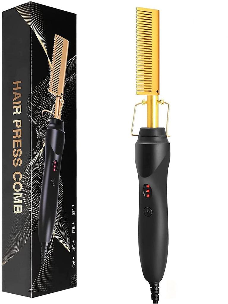 Professional Hair Straightener For Wigs Heated Comb Electric  Heating Hot Comb Hair Styling Straightening Curling Comb