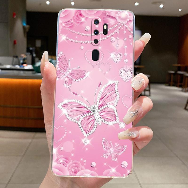 Для OPPO A9 (2020) / А5 (2020) Чехол Роскошная Мода Бабочки Цветы Прозрачный Мягкий Силиконовый Задний Чехол для Телефона Oppo A9 A5 2020