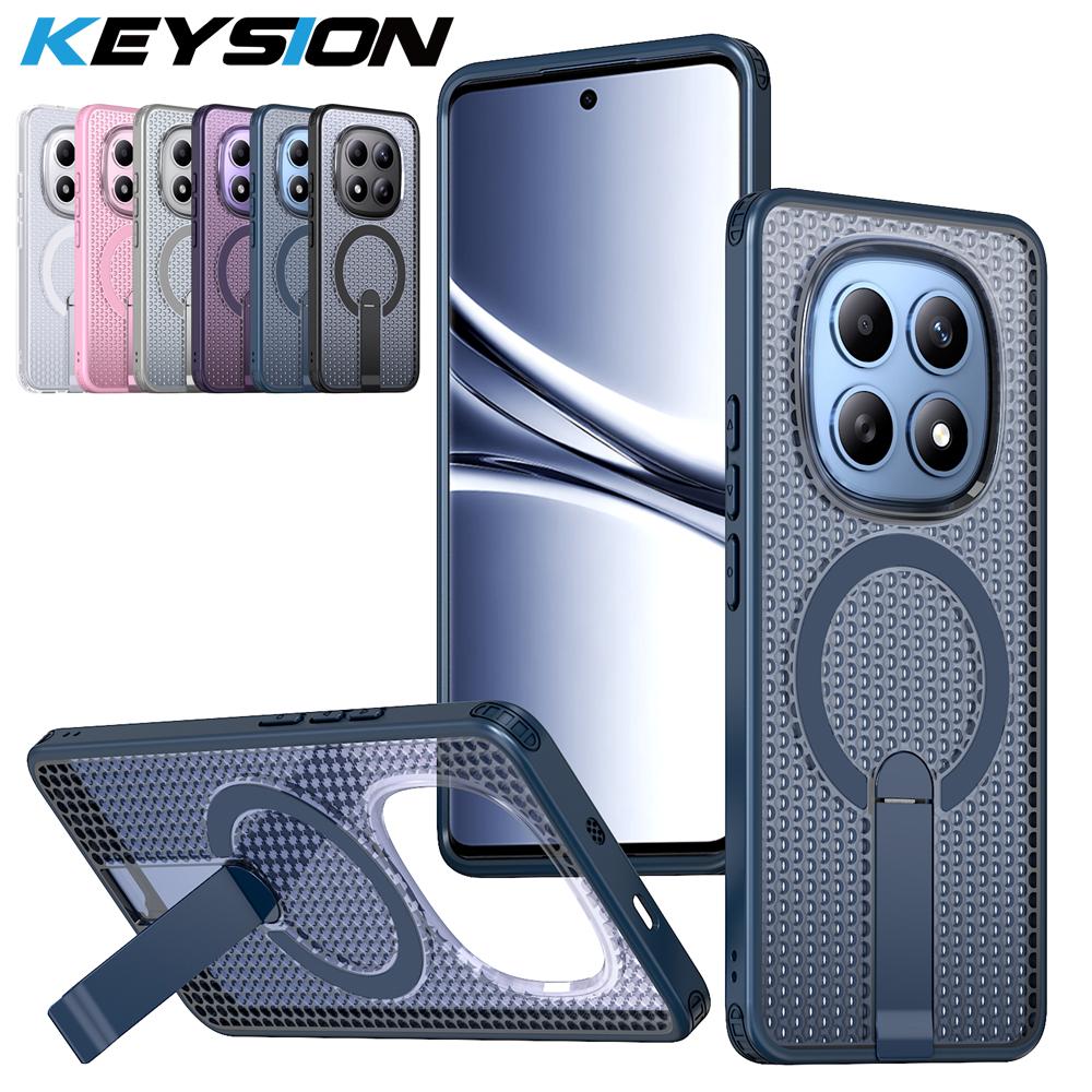 KEYSION Полый чехол с теплоотводом для Redmi Note 15 Pro+ 5G 15 Pro 4G, Магнитное охлаждение, Скрытая подставка, Ударопрочная задняя крышка телефона
