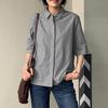 ZANZEA Женская повседневная блузка в полоску с отложным воротником и рукавом 3/4