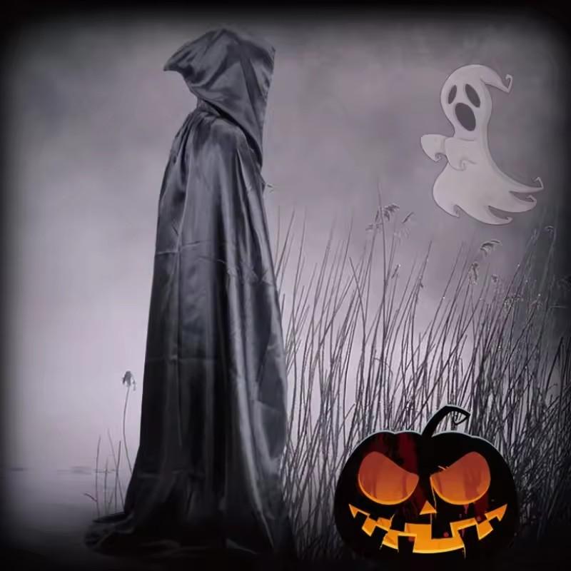 Elegant Hooded Cloak for Halloween & Christmas Devil Witch Grim Reaper Costume Cape Unisex Adult & Kids Party Cosplay