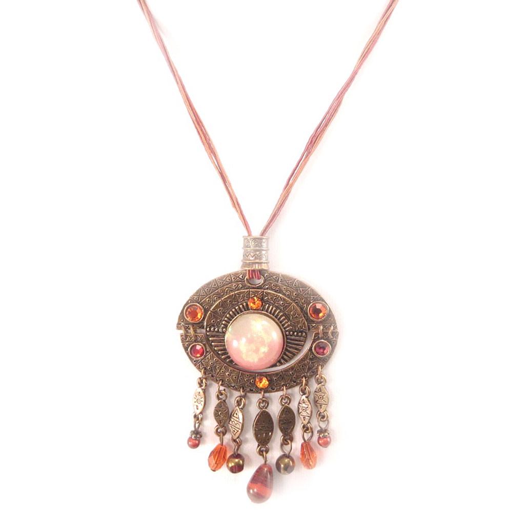 Les Trésors De Lily [D3405] - Designer Necklace 'Matahari' Red / Copper