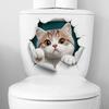 3D Милый Мультяшный Кот Пробивающий Стену Наклейка на Туалет Самоклеящаяся Водонепроницаемая Съемная Ванная Комната Домашний Декор Искусство