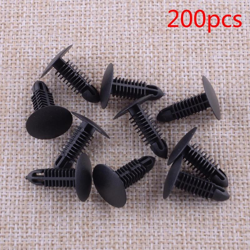 200Pcs Nylon Car Bumper Fender Push Type Fastener Retainer Clip Accessories Fit for Hyundai 1/4" Hole Black