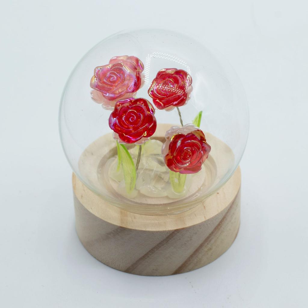 2x Floral Glow Garden Dome – 5 Red Roses – LED Battery