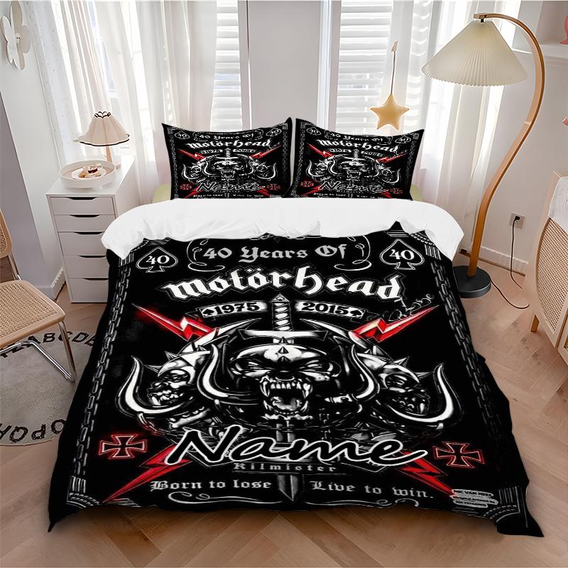 Custom Textile Motorhead Anniversary Bedding 3 Piece Set HD Print Duvet Cover Pillowcases for Teens Adult Bedroom Decoration