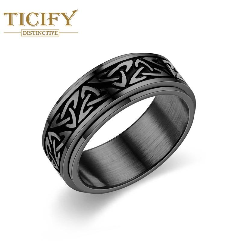 Кольцо из титановой стали Мужское европейское и американское кельтское треугольное декомпрессионное кольцо