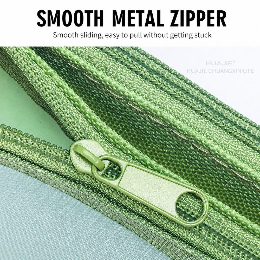 Snap Button Mesh Pencil Case Double Layer Pen Bag Portable Makeup Storage Bag School Supplies