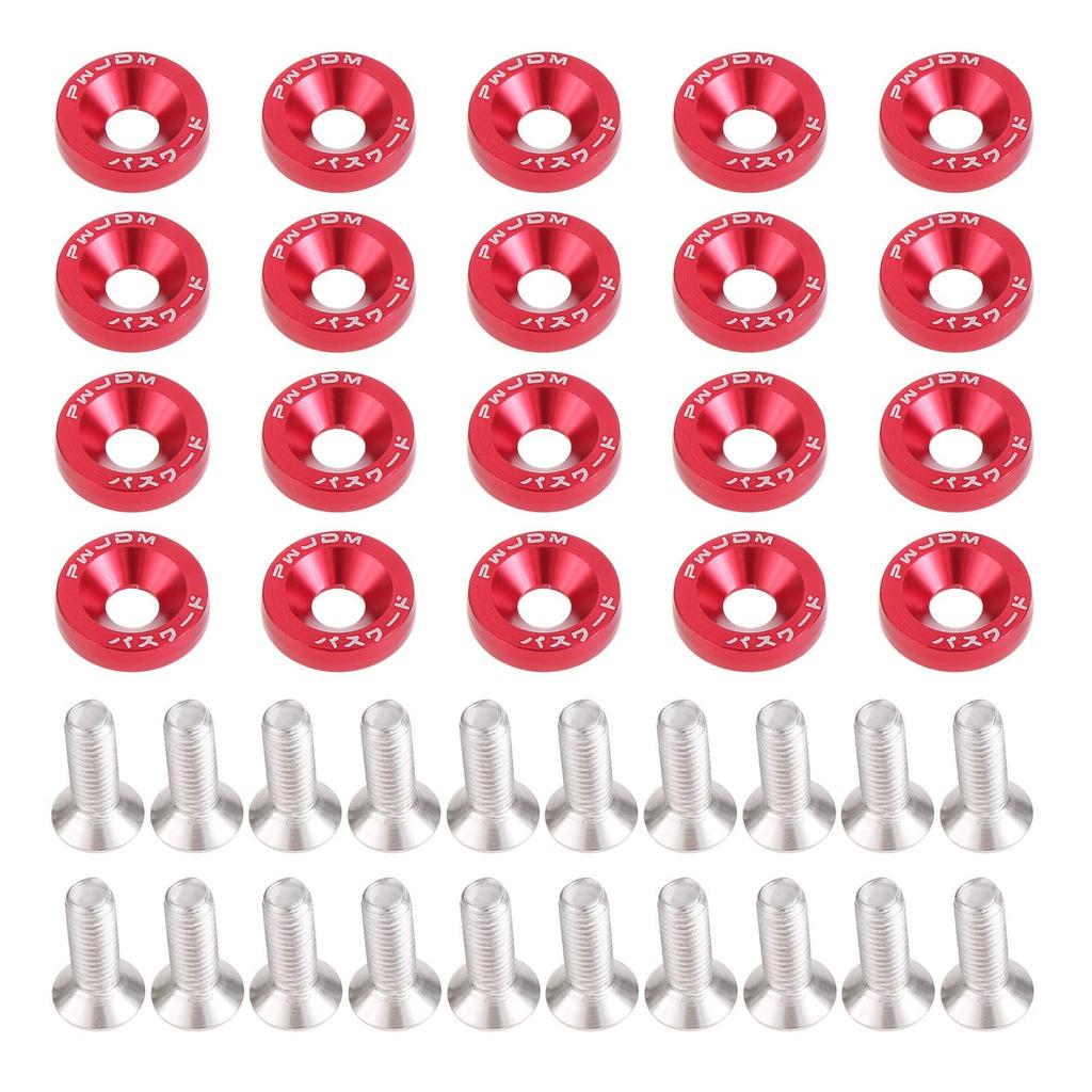 20pcs Fender Washers M6 Bolts License Plate Bumper Washers Screws M6 Bolts Decorative Gasket Bolts Red