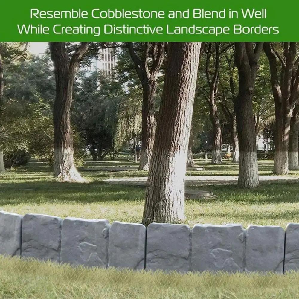 Садовый ПП Бордюр для ограждения, 8 шт. Домашний сад Бордюрное ограждение Пластиковый забор Камень Сделай сам Двор Ландшафт Растение Забор Подходит для газона Двор Цветок