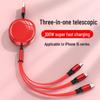 100 Вт Выдвижной кабель 3-в-1 для быстрой зарядки для Huawei, Apple и Android