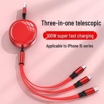 100 Вт Выдвижной кабель 3-в-1 для быстрой зарядки для Huawei, Apple и Android