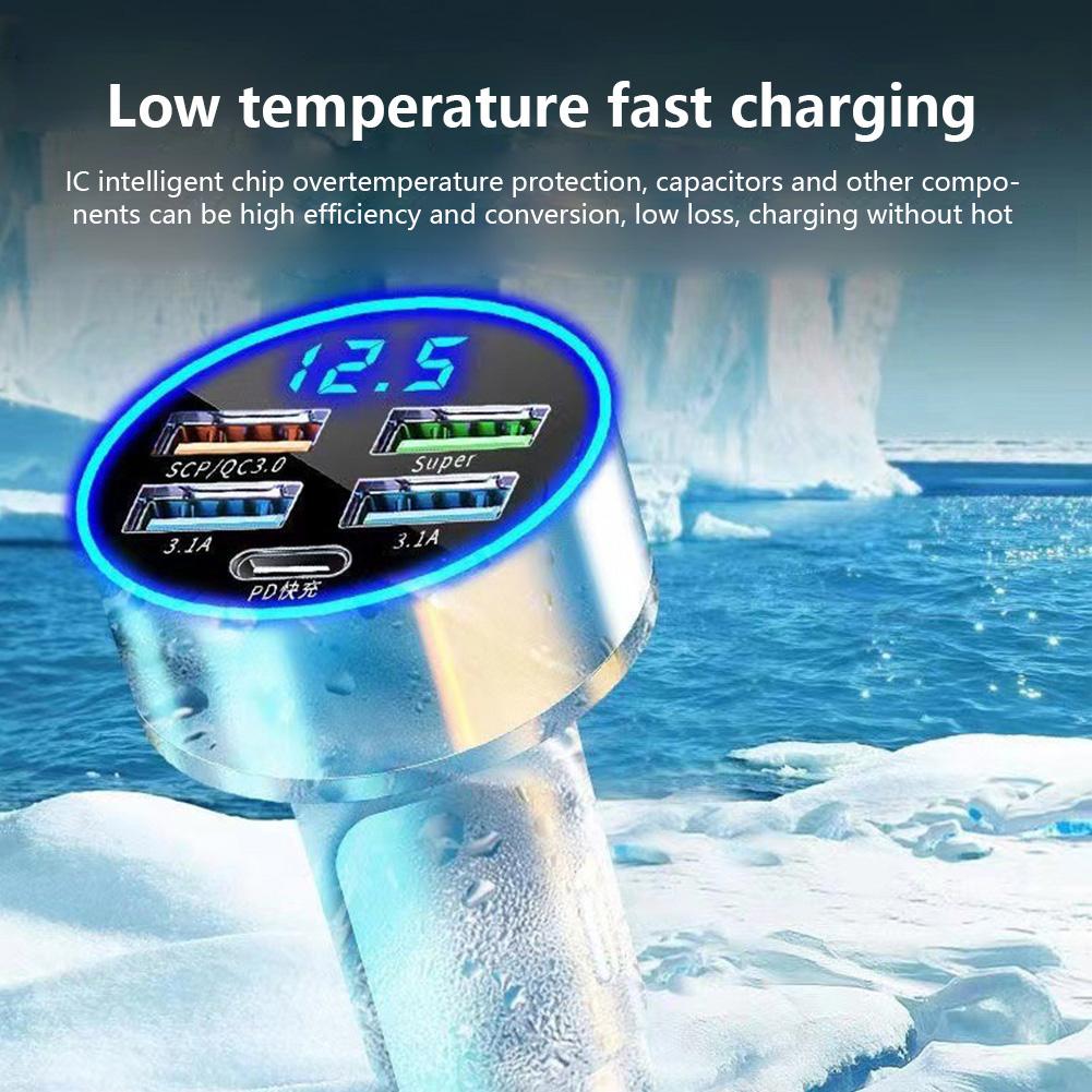 250W 4 Port USB Car Charger Type C PD Fast Charging Adapter for Huawei OPPO Oneplus iPhone 14 Pro Max 13 12 11 Mini XS