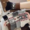 Осенние и зимние толстые теплые женские носки в корейском стиле с узором «Fair Isle», средней длины, с отворотом.
