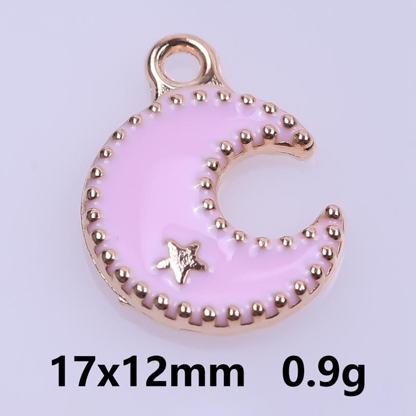 Pink Love Girl Accessories Enamel Bulk Charms For Jewelry Making Supplies Moon/Flower/Butterfly Pendants Charm DIY Earring Craft
