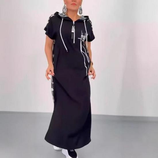 2024 Европейское и американское длинное платье с V-образным вырезом и завышенной талией - Стройнящий, модный летний стиль