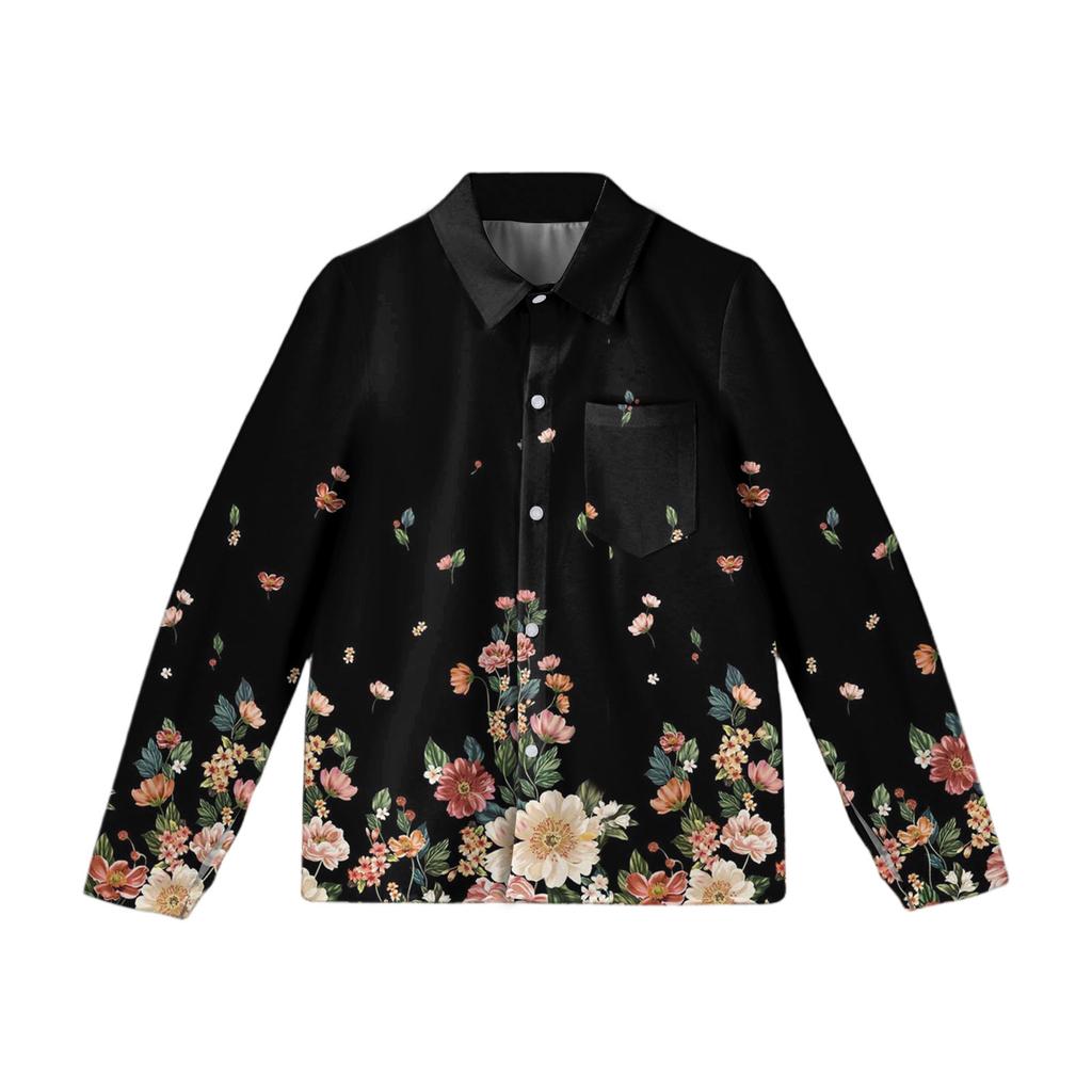 Рубашка на пуговицах для девочек - Блузка-платье с длинным рукавом