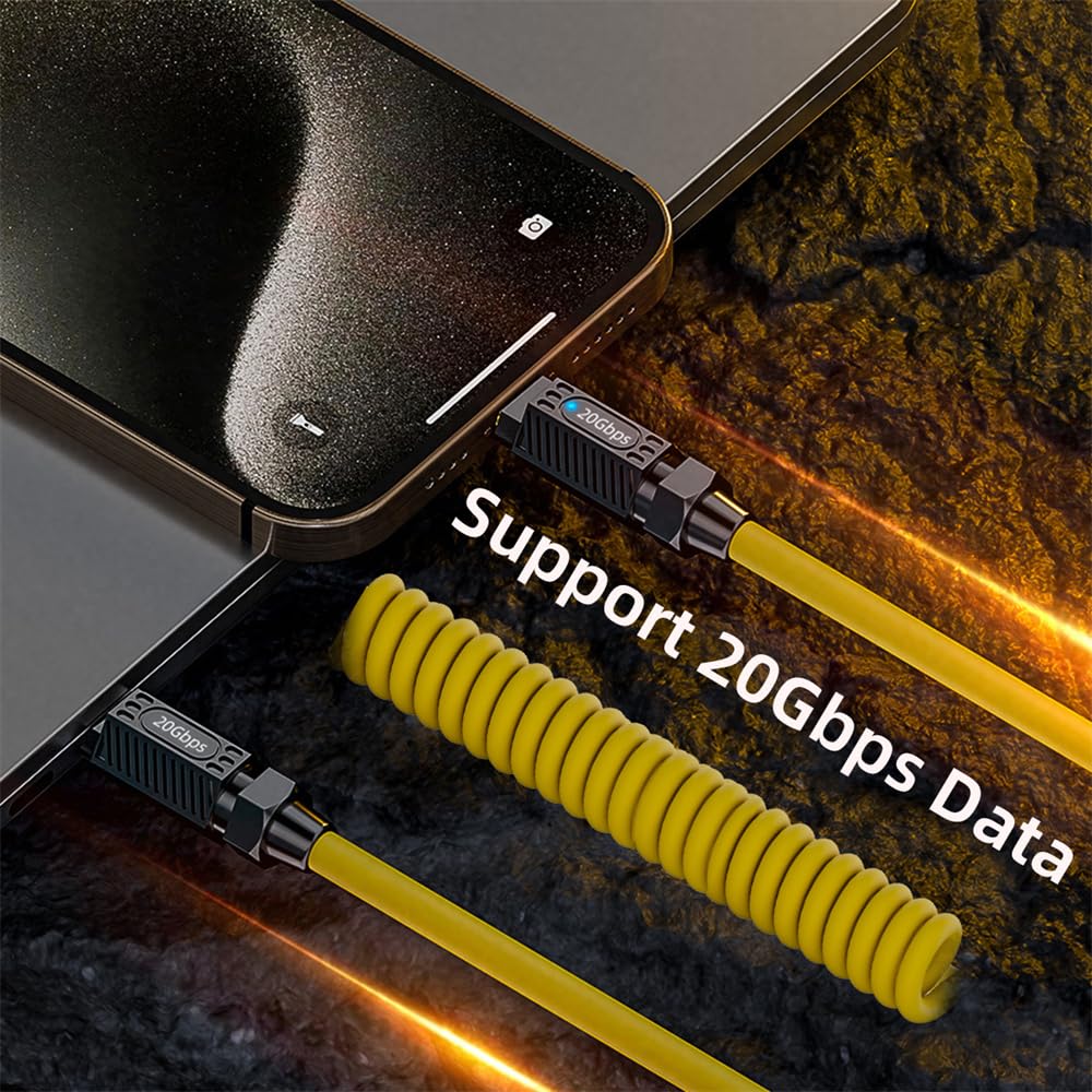 NFHK Витой кабель-пружина USB4 20 Гбит/с 140 Вт 8K для игровой клавиатуры и мыши, штекер-штекер, для питания, данных, кабель USB-C, Type-C и