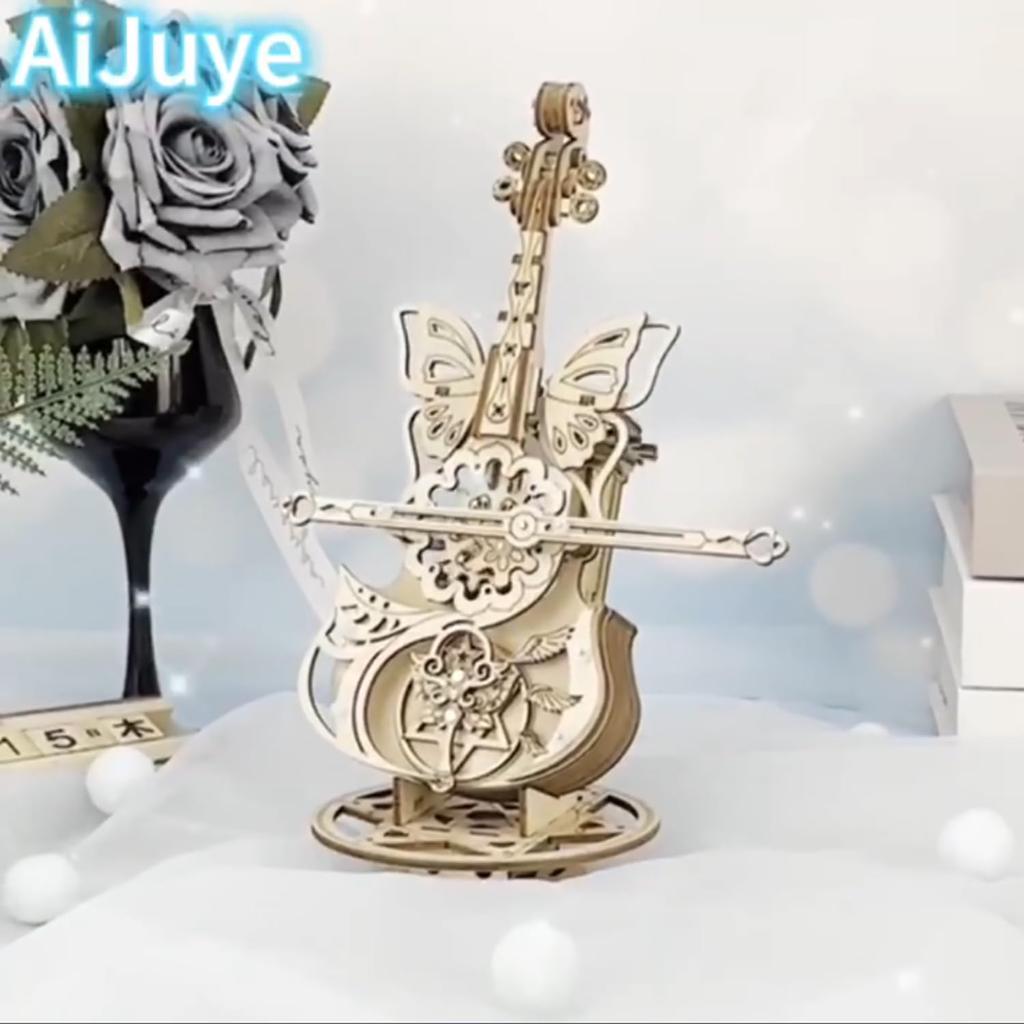 AIJUYE 3D Music Wooden Wooden Handmade Wooden 3D Educational Killing Assembly Craft For Elementary School Upper Cello Holiday Gift Puzzle, Box,