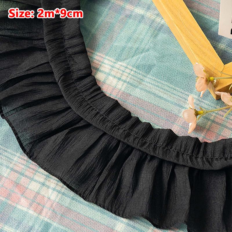 2М Шифоновая Плиссированная Кружевная Ткань Бахрома 9/10/12СМ Лента Отделка Для Шитья Рукоделия Аксессуары Юбки Одежда DIY Поделки