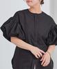 Yours Belted Collarless Balloon Sleeve Blouse BFXU1802 Small Black Women's