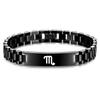 Stainless Steel Geometric Zodiac Bracelet Men Laser-Etched 10mm Wide Adjustable Cuff Bangle Jewelry
