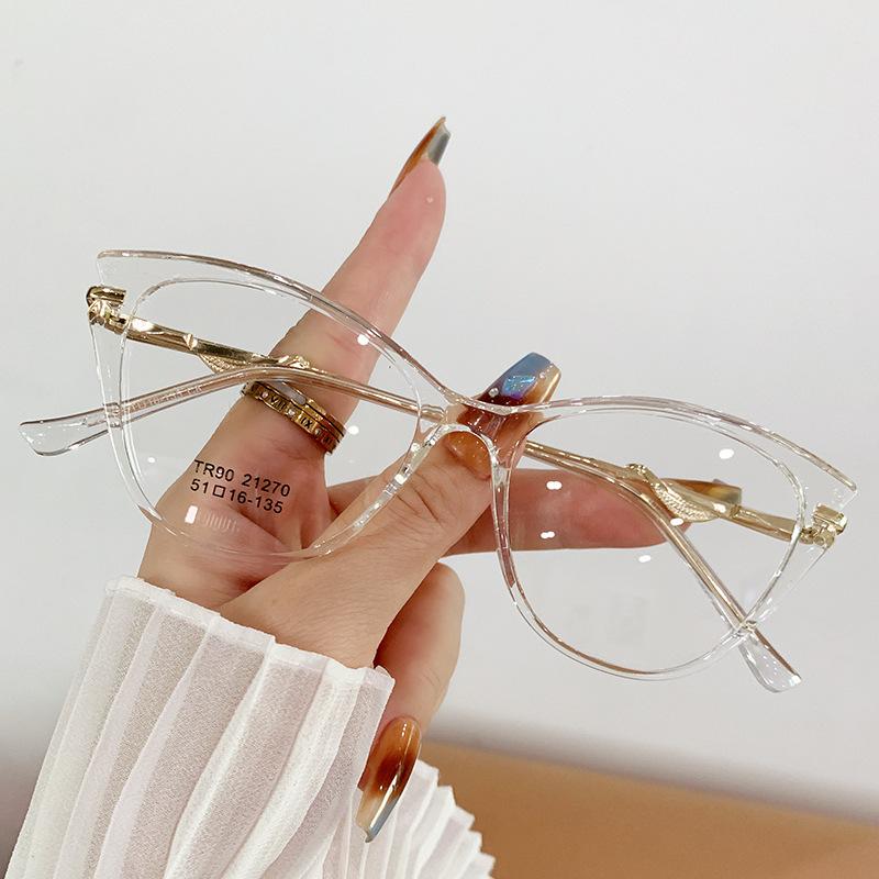 Ультралегкие очки TR90 в оправе для женщин, очки с защитой от синего света, модные очки для чтения с принтом «кошачий глаз», компьютерные очки
