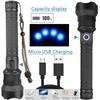 Тактический фонарь XHP90/XHP70 LED, перезаряжаемый через USB, с зумом, 5 режимов, фонарик, использует батарею 26650, водонепроницаемый ручной фонарь