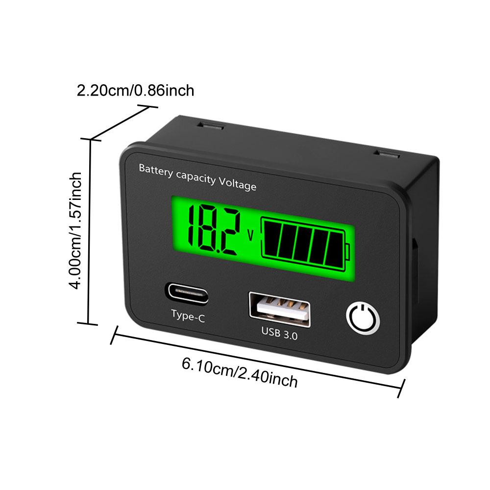 Вольтметр электричества для свинцово-кислотных, литиевых, LiFe PO4 аккумуляторов, индикатор емкости 12В/24В, цифровой ЖК-дисплей, универсальный