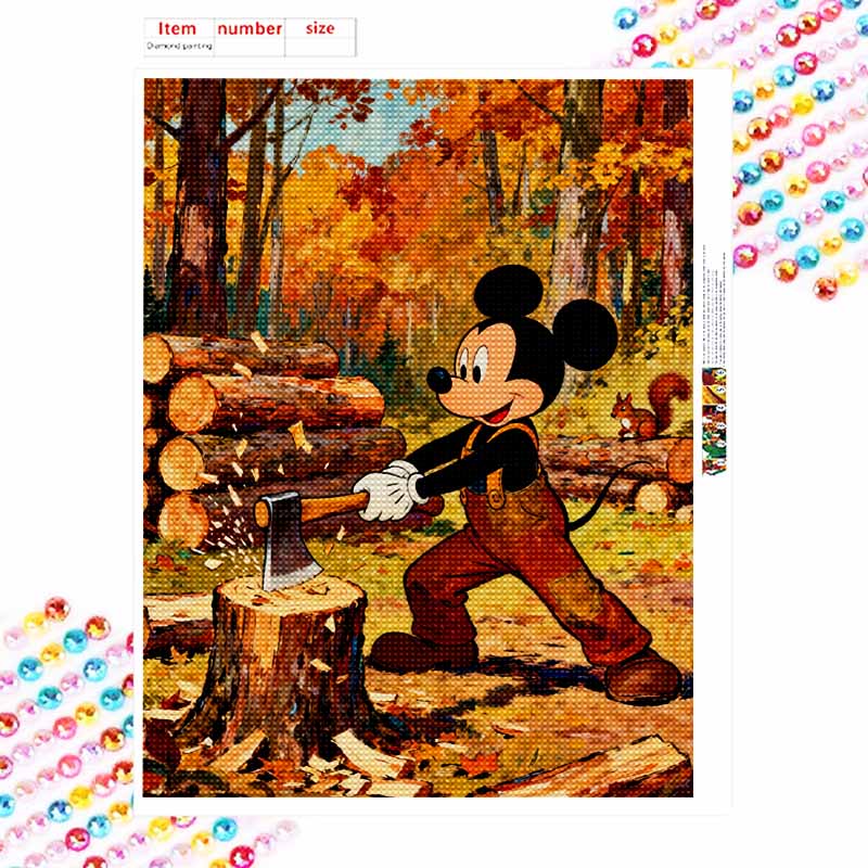 Disney 5D diamond painting set DIY handmade diamond painting art production Mickey chopping wood decorative painting
